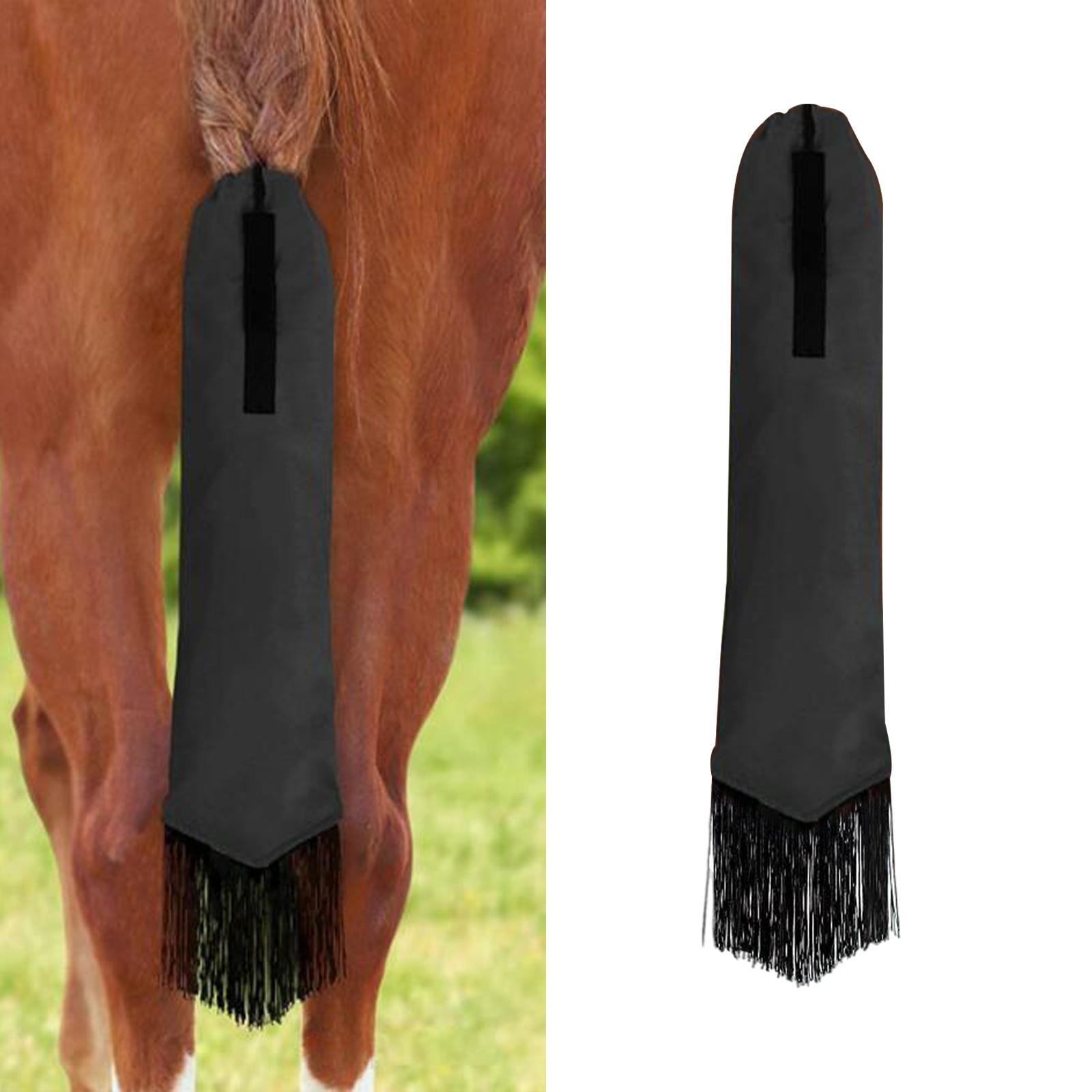 Horse Tail Bag with Fringe Tail Wrap Tail Decoration Equestrian Accessories: Black