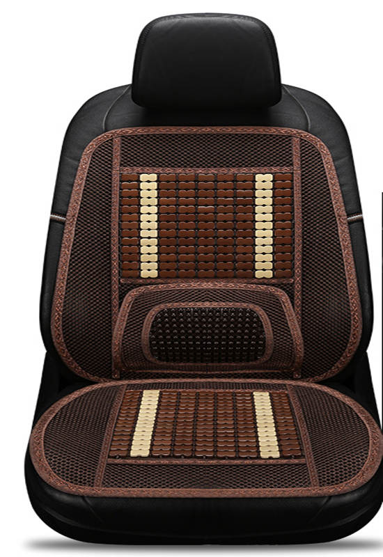 Asiento de coche para las cuatro estaciones con una sola pieza de almohadilla fresca, cojín de asiento de bambú transpirable de verano, Ventilación de Estera de bambú: Brown beige B