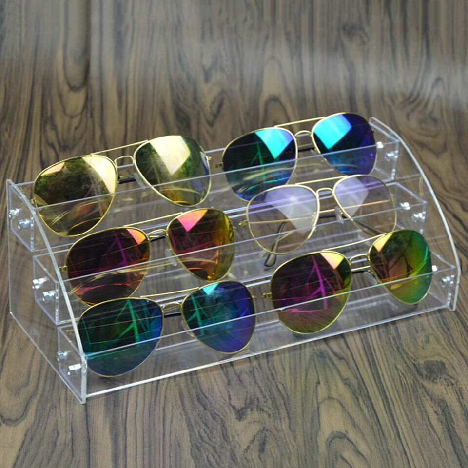 Akryl briller display stativ gennemsigtigt materiale kosmetiske smykker arrangør solbriller display nærsynethed beslag øje rekvisitter displa: 3 lag arrangør