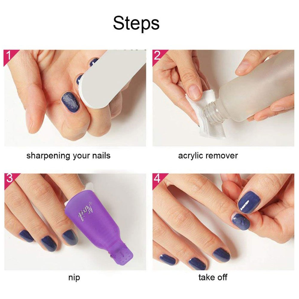 10 stk. nail art soak off cap klip plast uv gel polish remover wrap tool negle art tips til fingre neglelakfjerner negleværktøj