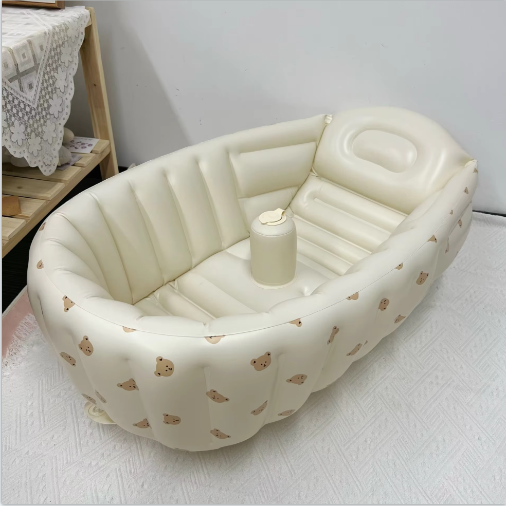aufblasbare Babybadewanne, tragbarer Pool für Kinder, Heimbad, aufblasbare PVC-Babybadewanne: Silber