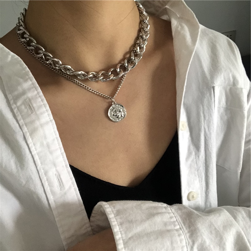 Ifmia Retro Multilayer Snake Hanger Collier Voor Vrouwen Trendy Goud Zilver Kleur Grote Dikke Ketting Kettingen Sieraden: 130IF0001732