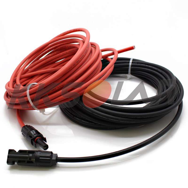 Solar Cable Pv Wire Extension Met Solar Connector Pv Kabel Koperdraad 6mm2 10 Awg Zwart En Rood