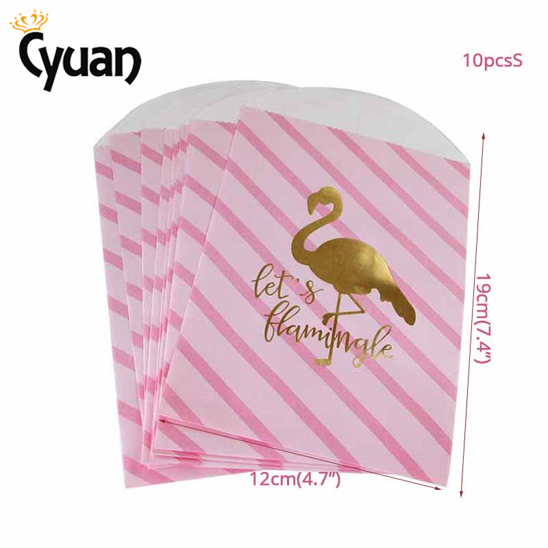 Cyuan 10 Pcs Kraft Papieren Zakken Popcorn Zak Snoep Box Mermaid Eenhoorn Flamingo Gedrukt Papieren Zakken Kerst Bruiloft Decoratie