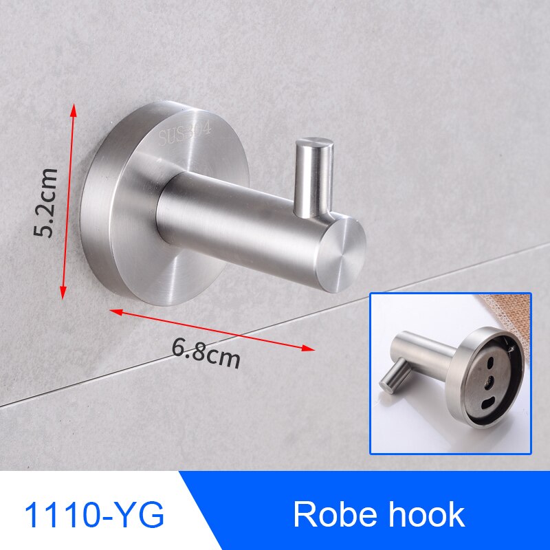 Bathroom Stainless Steel Towel Holder Wall Mounted Towel Rack Hanging Holder Single Towel Bar Ring Robe Hook Toilet Paper Holder: BAL1110-YG