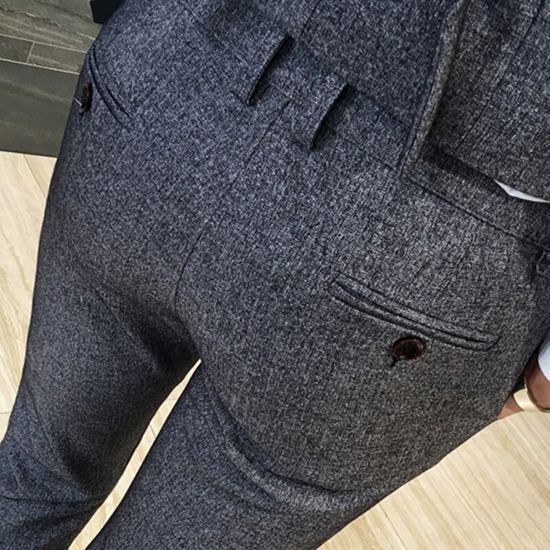 Festbukser vinter tyk britisk stil herre kjole bukser business casual koreansk slim fit lange bukser herre tøj 5xl- m