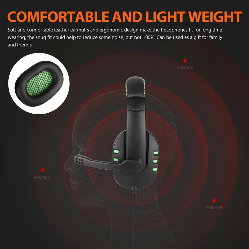 Gaming Headphones For PS4/Nintendo Switch/Xbox One/Laptop Adjustable Bass Stereo PC Gamer Over Ear Wired Headset With Mic