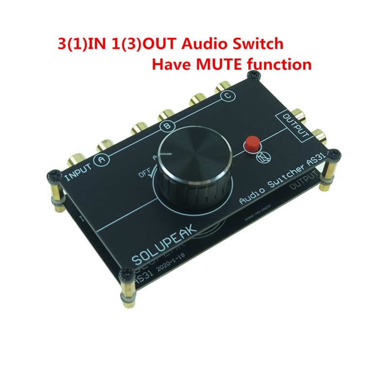 RCA stereo INPUT audio source signal Switch Switcher Splitter distributor selector box 3 IN 1 OUT for HIFI AUDIO amplifier amp
