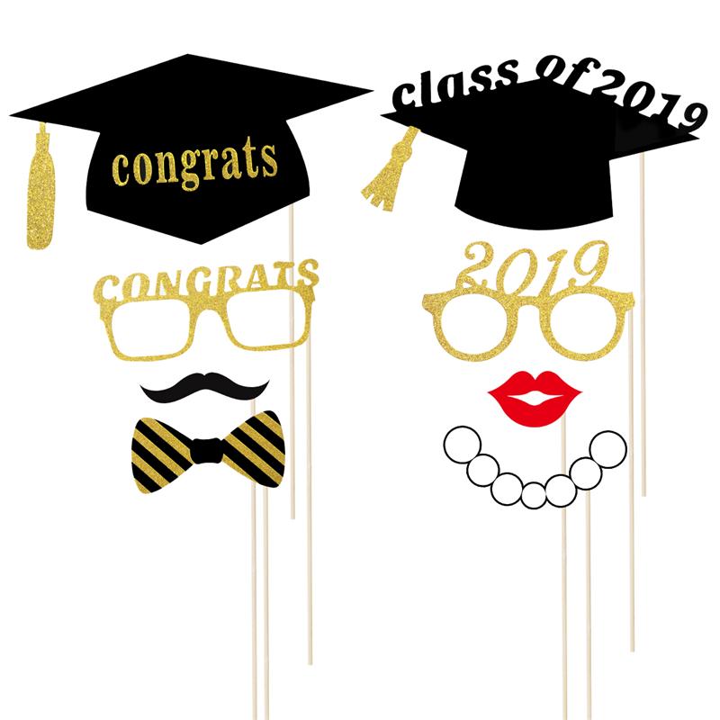 Tinksky 18PCS Graduation Booth Photo Prop Funny Posing Class of Glitter Supply for Senior Prom