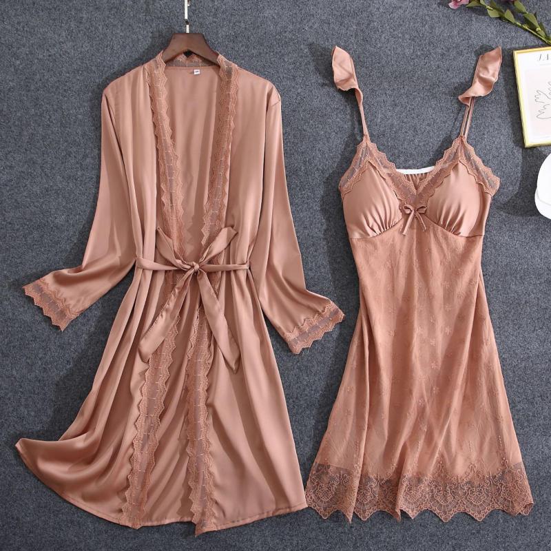 Wit Kant Bruid Bruidsmeisje Wedding Robe Set Vrouwen Zomer Nachtkleding Kimono Badjas Gown Losse Toevallige Slaap Pak Sexy Huis Jurk