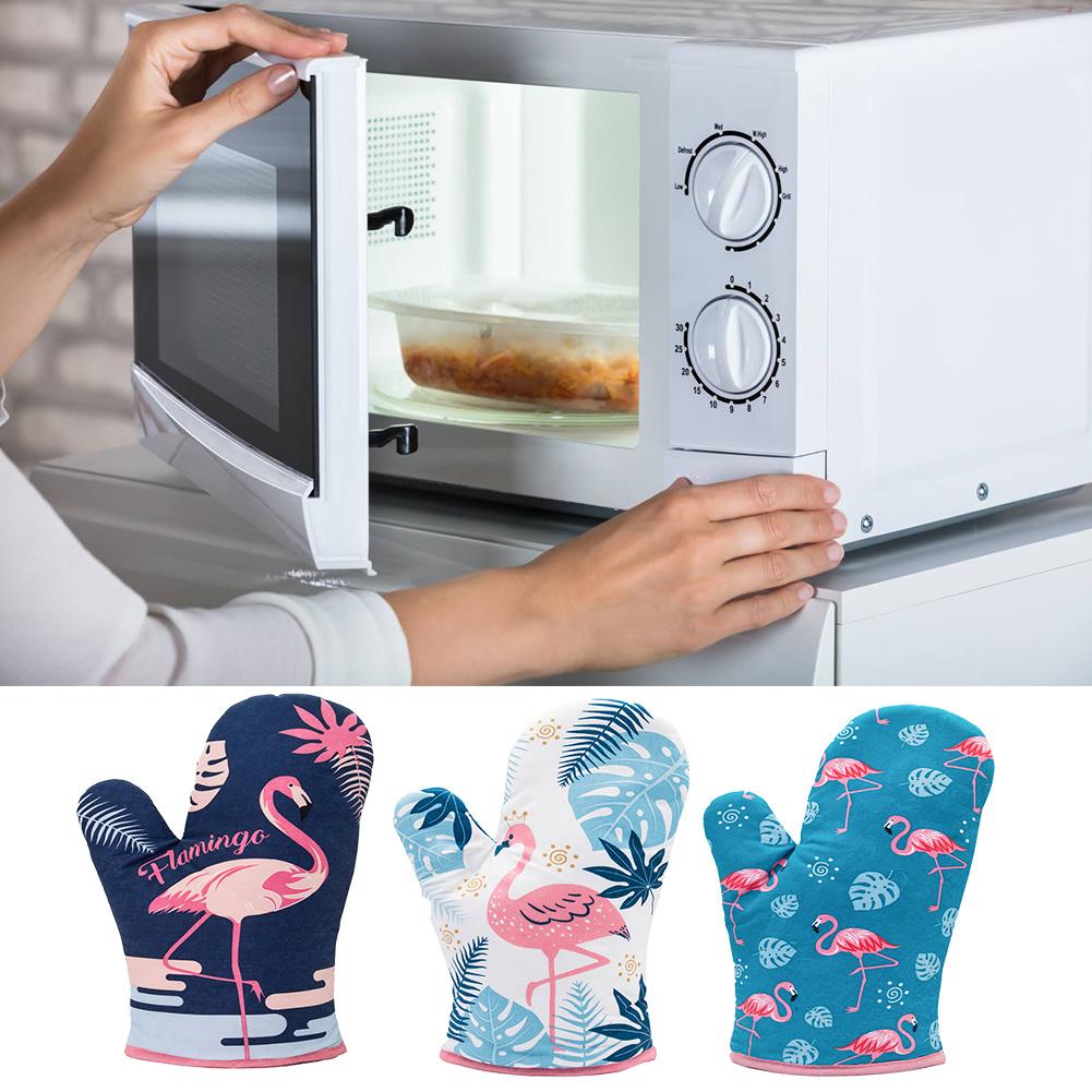 Cotton Flamingo Kitchen Pad Cooking Microwave Baking BBQ Oven Potholders Oven Mitts Kitchen Gloves