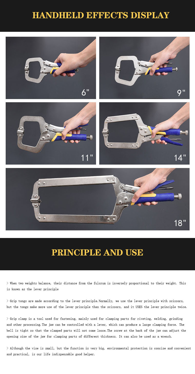 Fix Plier Locator C Clamp weld Clip Woodwork Grip Vise Lock Jaw Alloy Steel Hand tool Swivel Pincer Tong Tenon Pad Wood Work