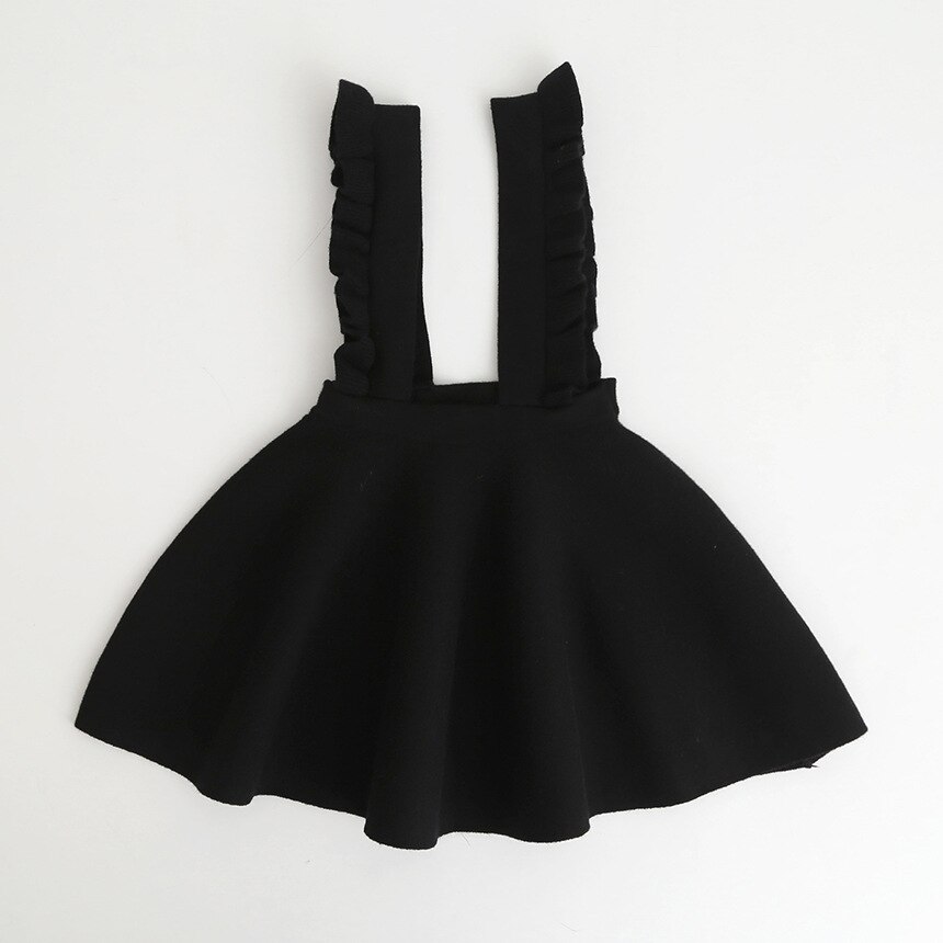 Herfst Winter Gebreide Ruches Band Baby Meisjes Jarretel Rok Kids Rok Kinderen Vintage Rok 3 Tot 9 Jaar: Black / 8T