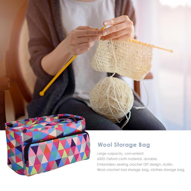 Bolsa de almacenamiento de lana portátil, ganchos de ganchillo de hilo, organizador de tejer de viaje, cubo artesanal, accesorios de costura de bordado, 3 uds.