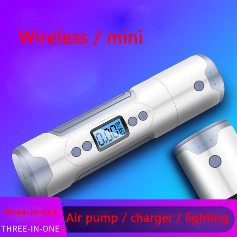 1pc Wireless Portable Air Compressor 150 PSI Tire Inflator USB Charging With LED