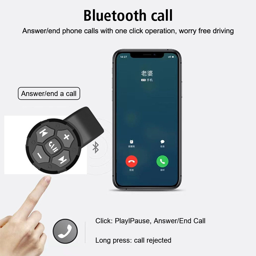 Draadloze Bluetooth 5.3 Stuur Media Controller Stuurwiel Afstandsbediening Motorfiets/Fiets Afstandsbediening Helm Helm Oortelefoon