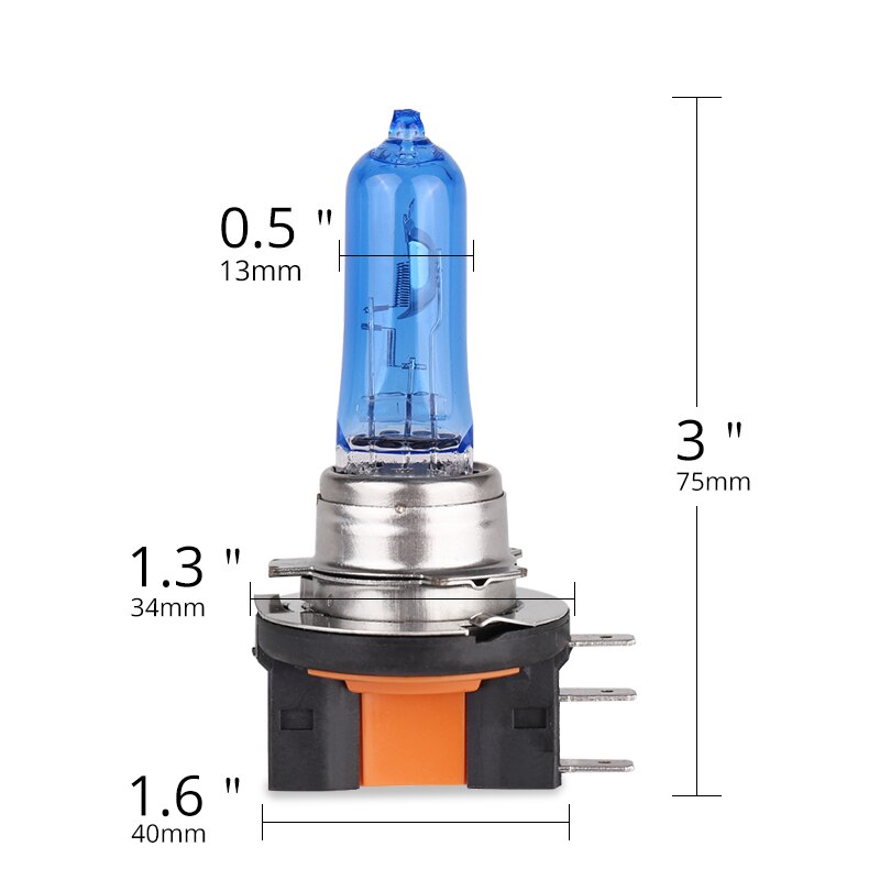 Bombilla halógena H15 blanca de 6000k, lámpara de cabeza de 55W, luces de repuesto DRL, 12V, 1 ud.