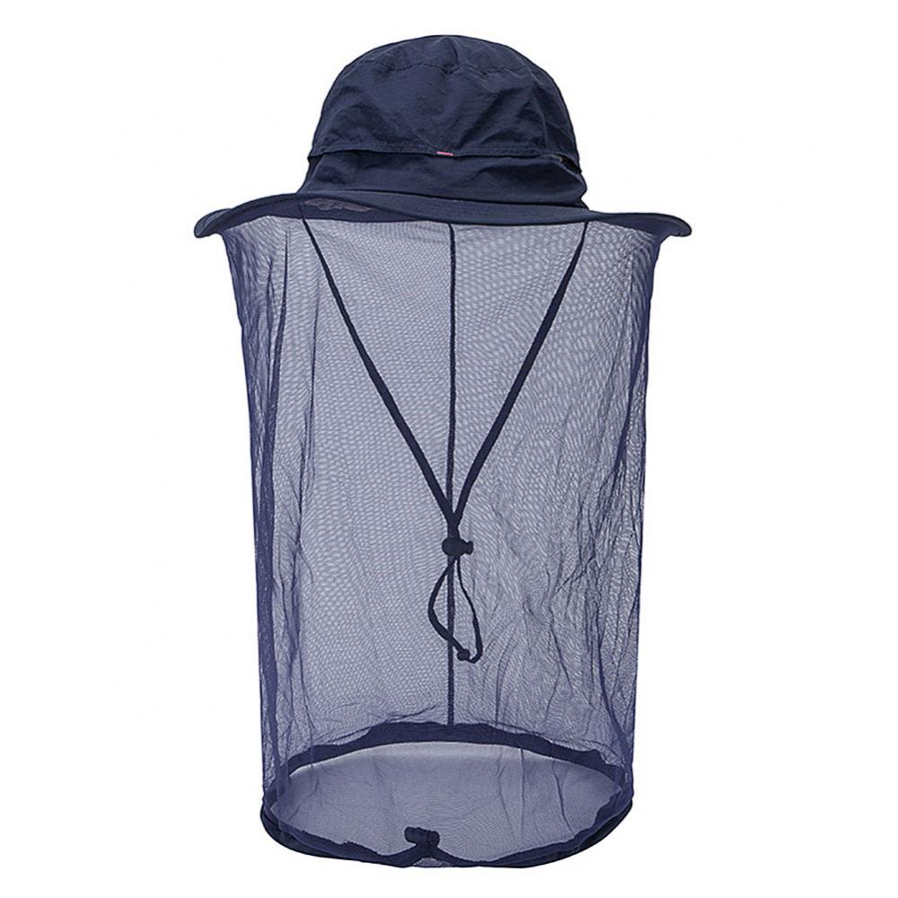 Sombrero de apicultura Unisex, malla mosquitera, máscara de red antimosquitos, antiinsectos, cabeza, máscara de protección facial, gorra de pesca al aire libre: Sapphire Blue