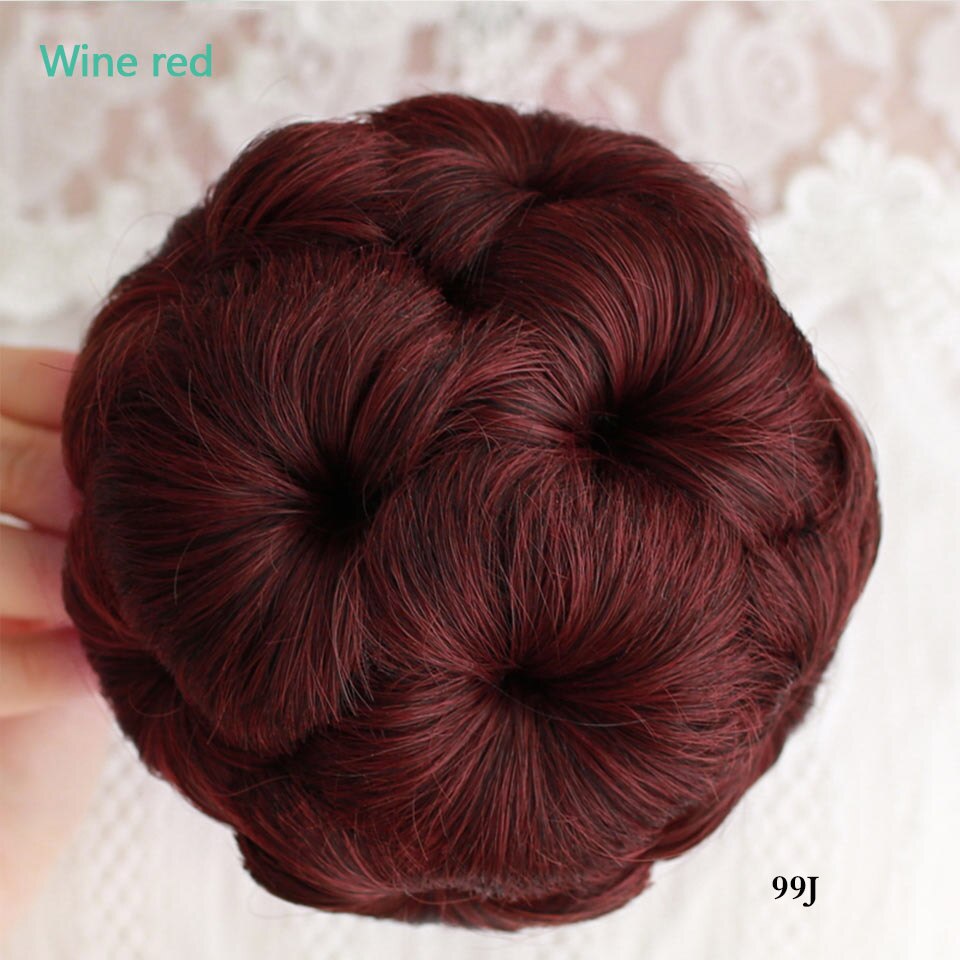 Women Chignon Hair Bun Donut Clip In Hairpiece Extensions 9 Flowers Roller Synthetic High Temperature Fiber Chignon AOSIWIG: #10