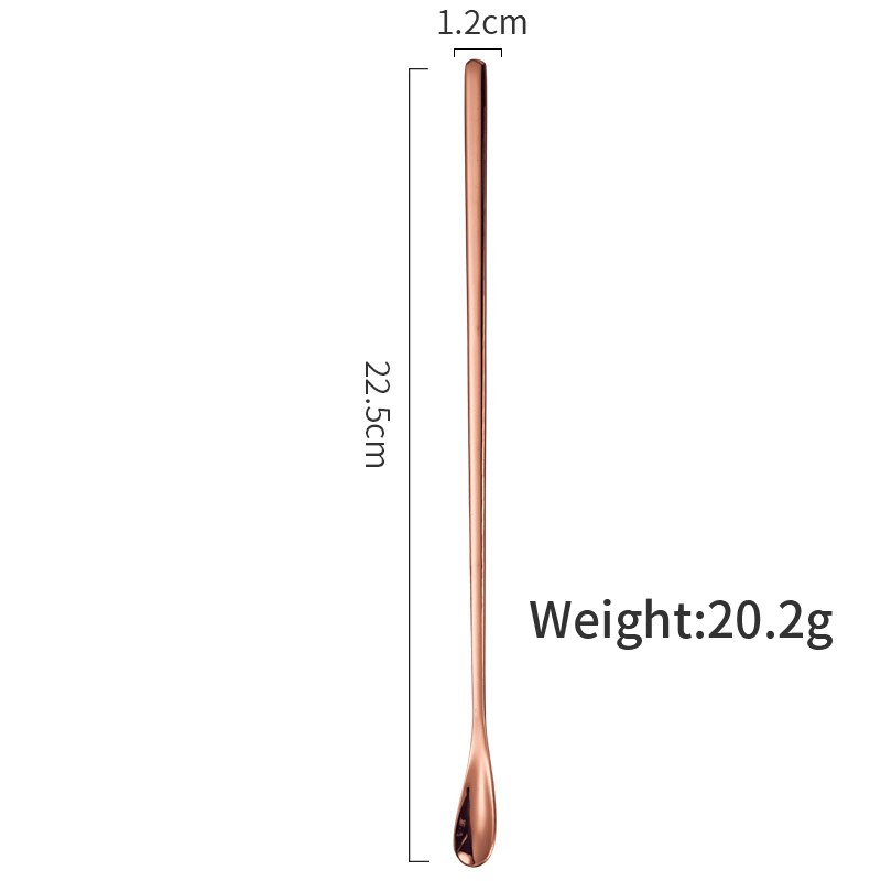 ZLAR 304 Stainless Steel Spoon Coffee Ice Tea Spoon Club Wine Cutlery Tableware Dinnerware Tiny Spoons Kichen Accessories: Rose Gold Long