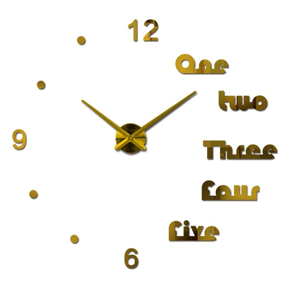 3D Modern Wall Clock Sticker Acrylic DIY 3D Innovative Decorative Wall Stickers THIN889: Gold