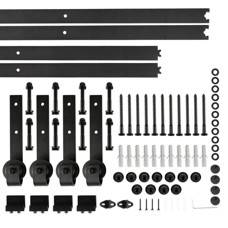 Uit Frankrijk 1Set Schuifdeuren Schuur Deur Hardware Roller Track Rail Kit Set Voor Closet Kast 366Cm Deur schuifdeuren Schuur Track Hwc: Default Title