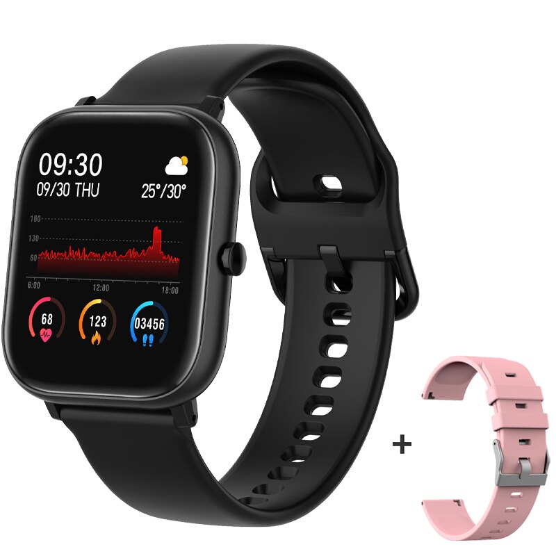 Original MoreFit P8 SE montre intelligente pour hommes femmes moniteur de fréquence cardiaque étanche pleine touche Smartwatch VS Y68 P8 W26 Smartwatch: Black Pink