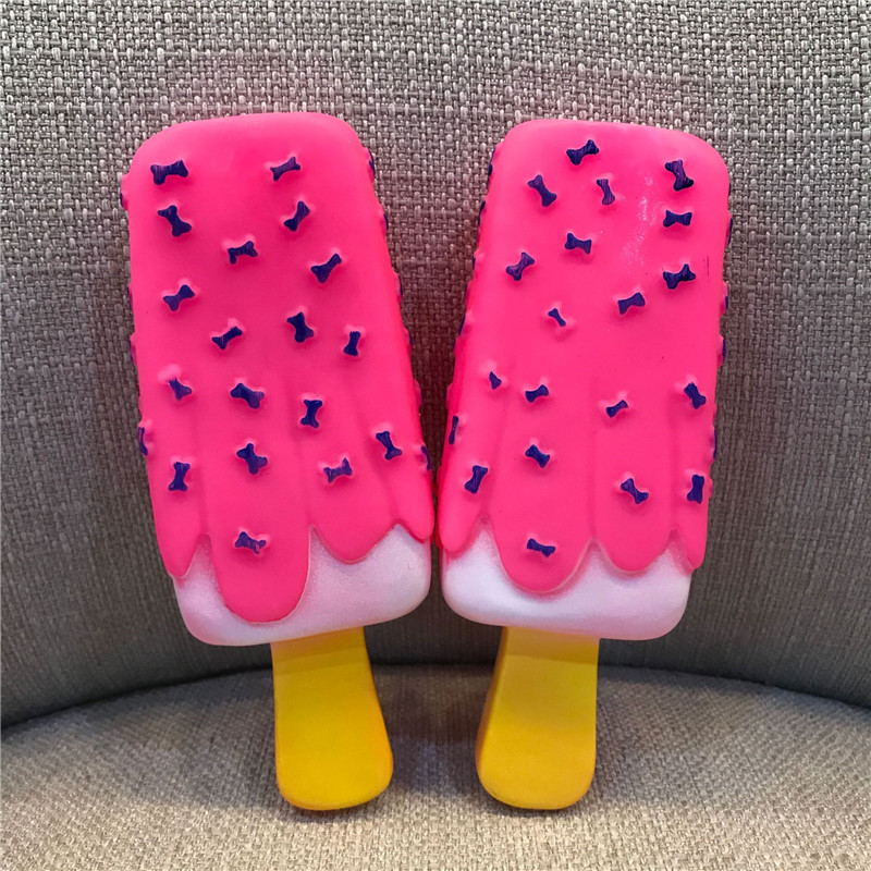 Jouet pour chien de compagnie à mâcher | Caoutchouc grinçant rose en forme de Popsicle, jouets pour chat, chiot bébés chiens crème glacée, morsure Molar jouet amusant interactif: Default Title