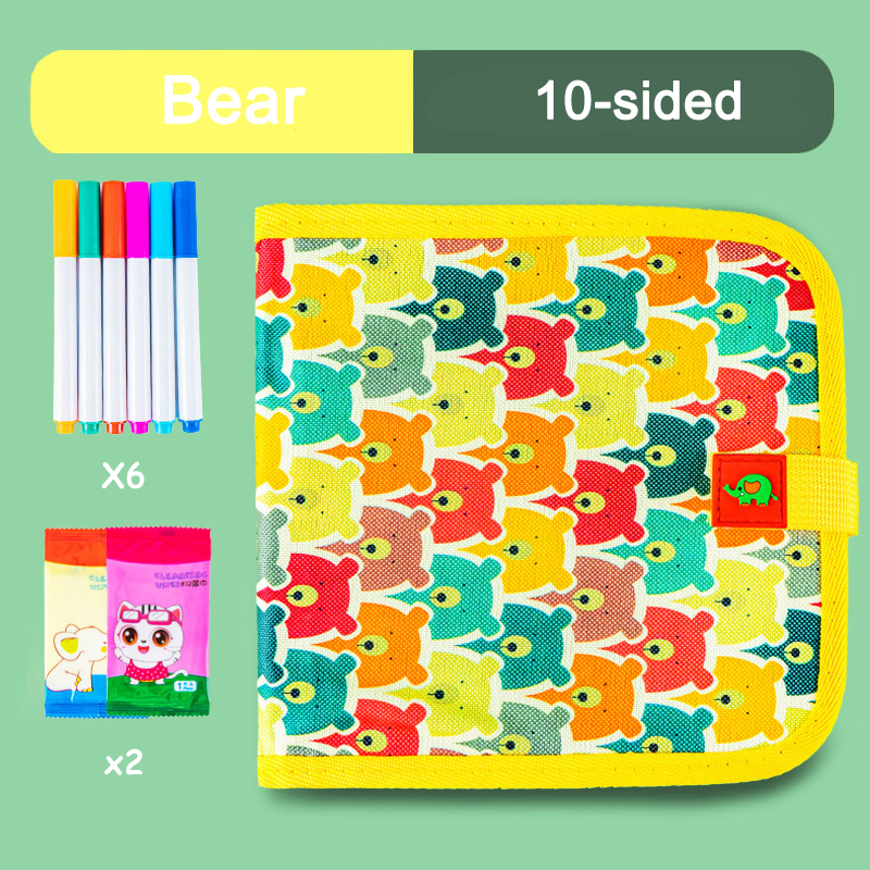 Libro de garabatos borrable, pizarra mágica reutilizable con bolígrafos, pintura para chico, juguete educativo Montessori, Kit para colorear de viaje DIY: YELLOW