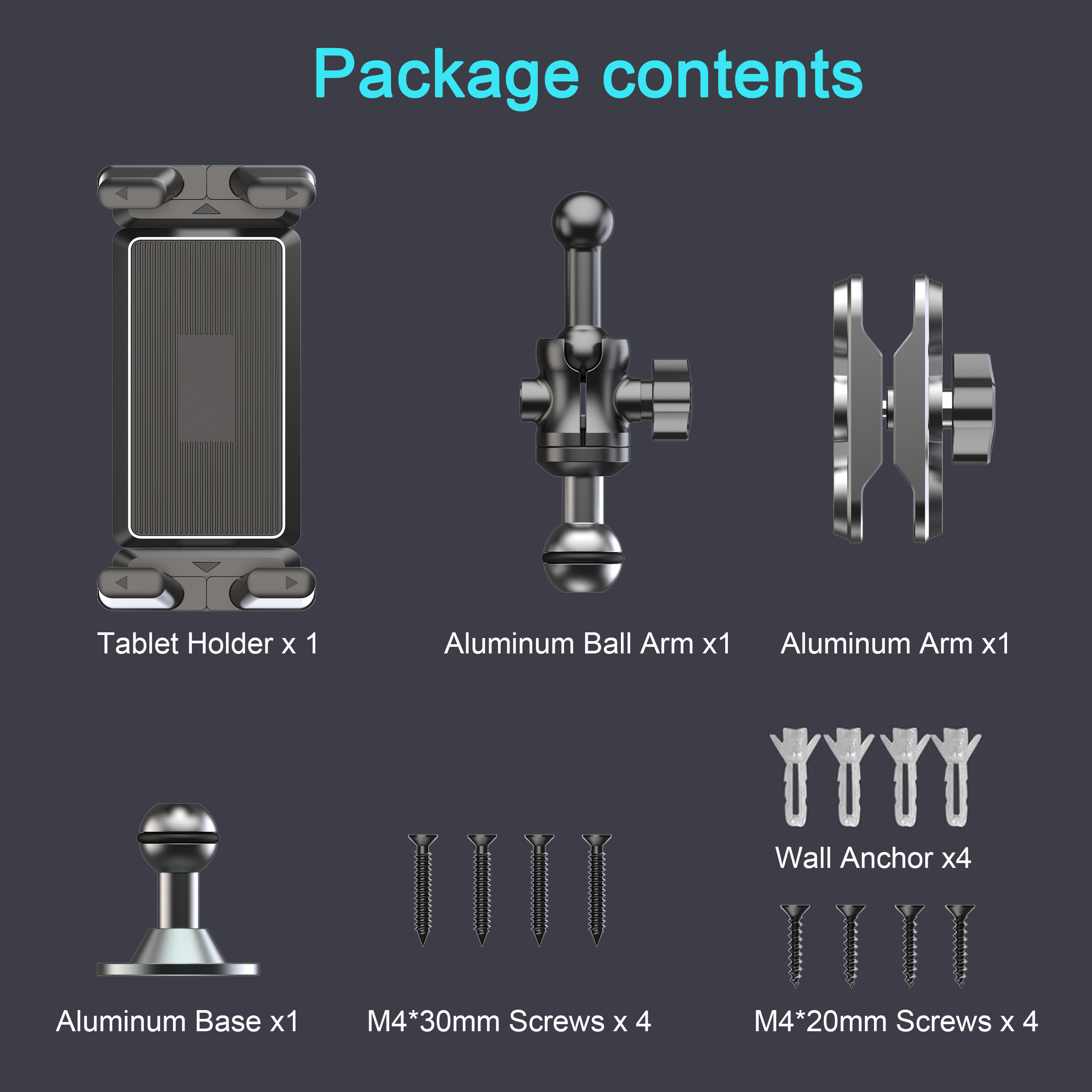 Hochleistungs-Bohrbasis aus Aluminium, Tablet-Halterung, Armaturenbrett für Autohalterung, 360° ° Verstellbarer 2-stufiger Ständer für 4,7–12,9 Zoll iPad
