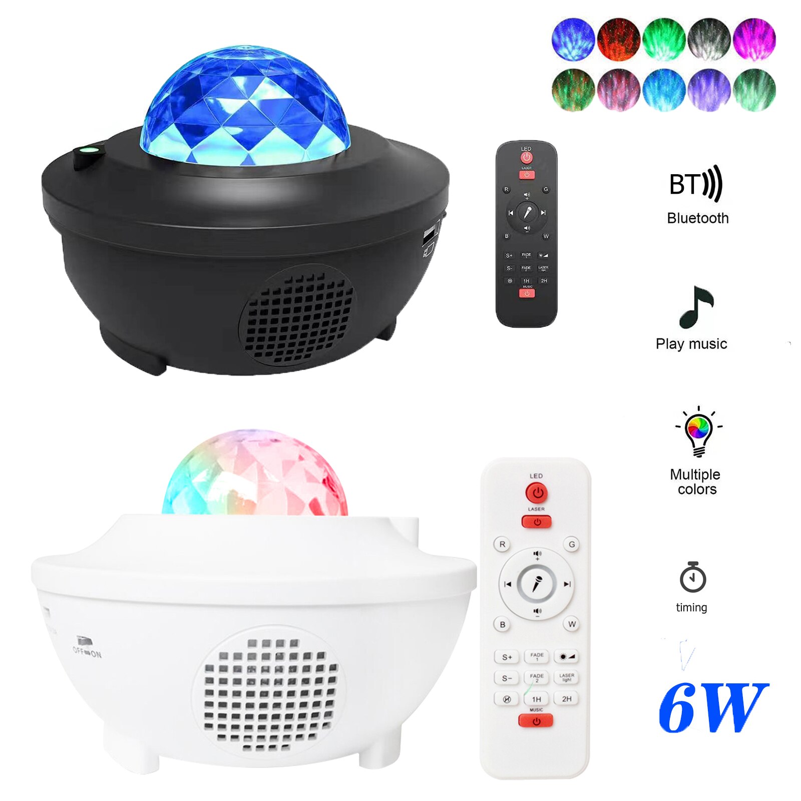 Christmas LED Galaxy Starry Sky Projector Water Waving Night Light Led Bluetooth Remote Lamp Atmospher Bedroom Beside Lamp