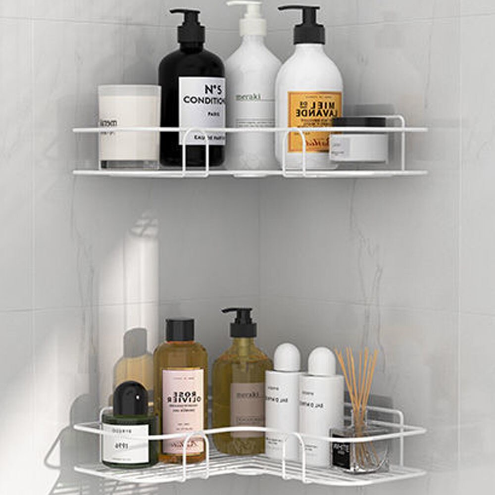 Kylpyhuone hylly suihkun säilytysteline toliet teline shampoo säilytysteline teline kylpyhuonetarvikkeet keittiön järjestäjäteline: Valkoinen 2 kpl
