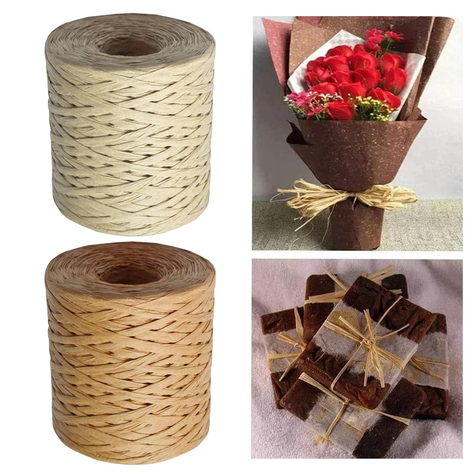 Cinta de papel de rafia de 200m, cuerda de hilo para Navidad, de San Valentín, decoración para envolver , manualidades DIY, tejido de cajas