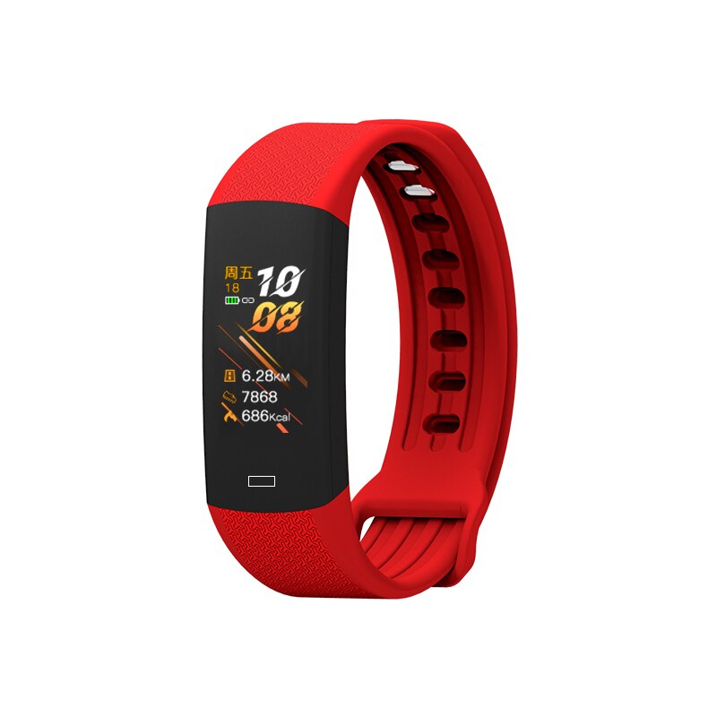 B6w smart armbånd termometer kropstemperatur måling sundhed 5 in 1 puls smart band ur vandtæt fitness tracker: Rød