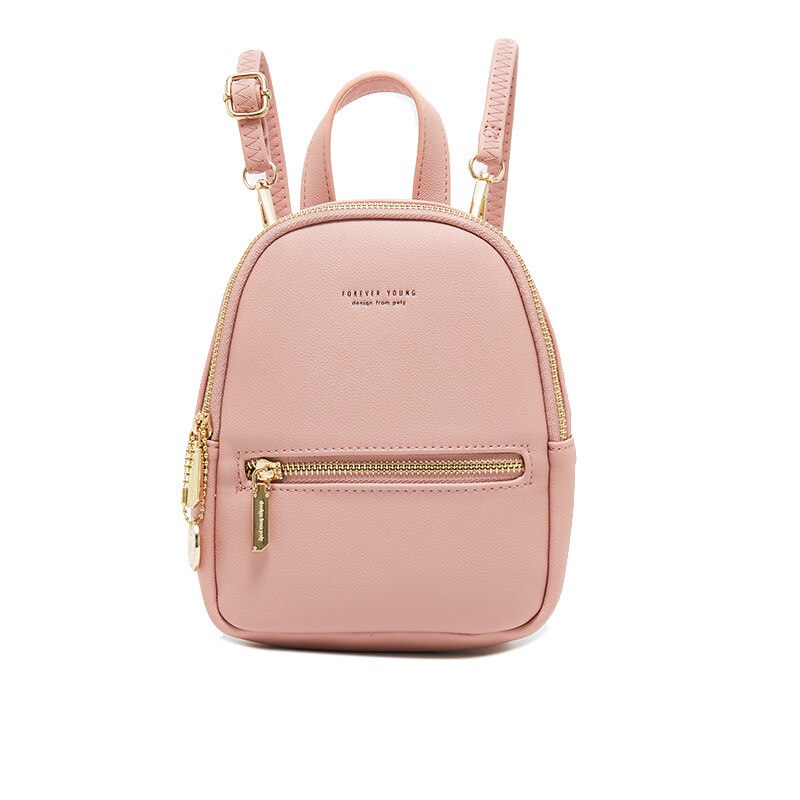 Forever Young Women Backpack Mini Soft Touch Leather Small Backpack Female Ladies Bagpack Satchel Shoulder Bag: Pink