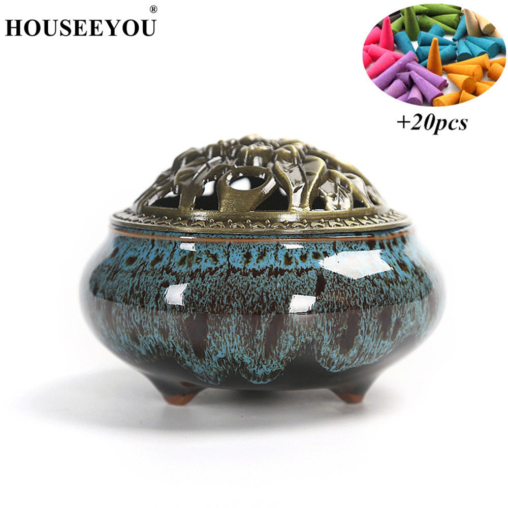 Duftlys aroma parfymekjegler spiralbrenner tårnlys velas røkelse røkelseskar komfyr ovn for hjemmekontor buddhistisk tempelbruk: Marineblå