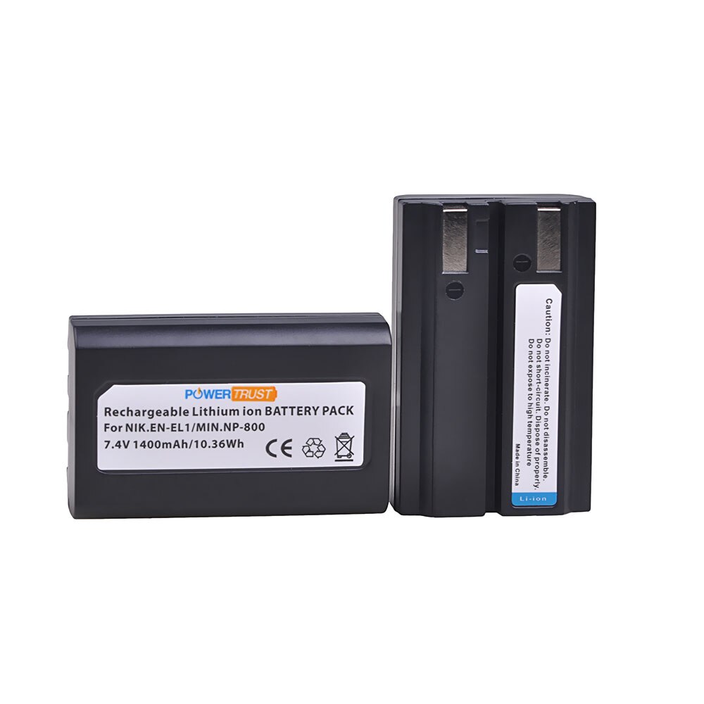PowerTrust EN-EL1 ENEL1 Battery 1400mAh for Nikon EN EL1 CoolPix 4300 5400 8700 500 775 880 885 990 995 Bateria: 2Battery