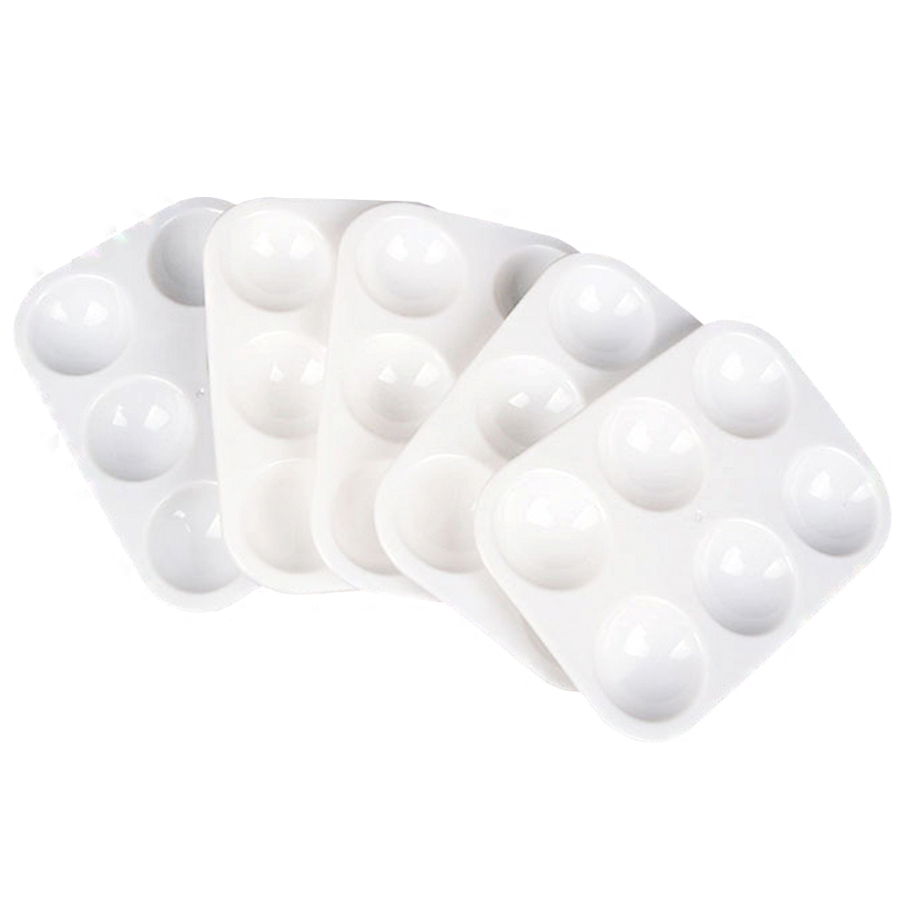 25Pcs Art Supplies Paint Palette Watercolor Pallets Drawing Artist Plastic 6 Well Rectangular Tray Painting Tool