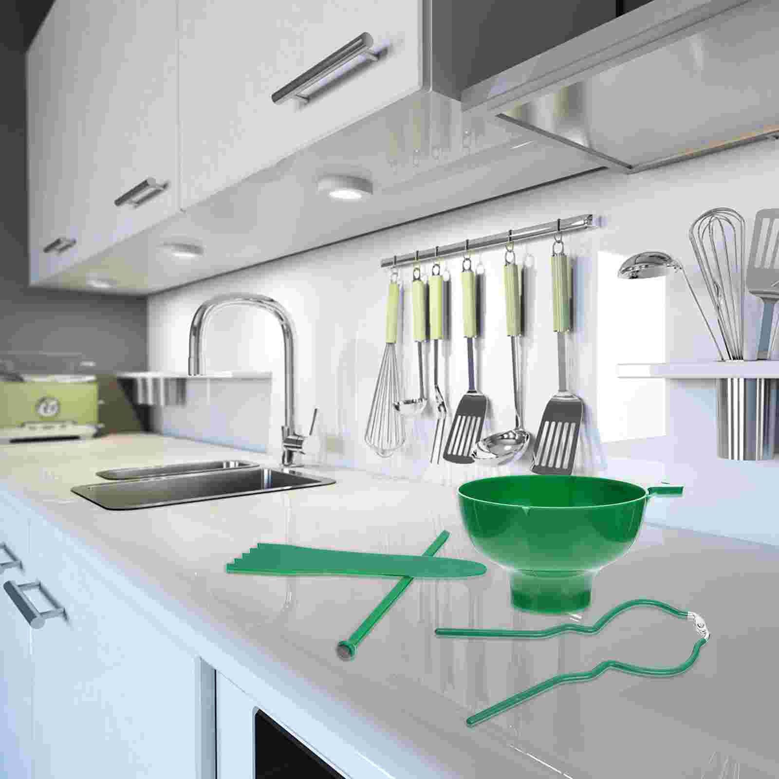 1 Set 6Pcs Canning Tool Set Tong Lifter Funnel Jam Making Supplies (Green)