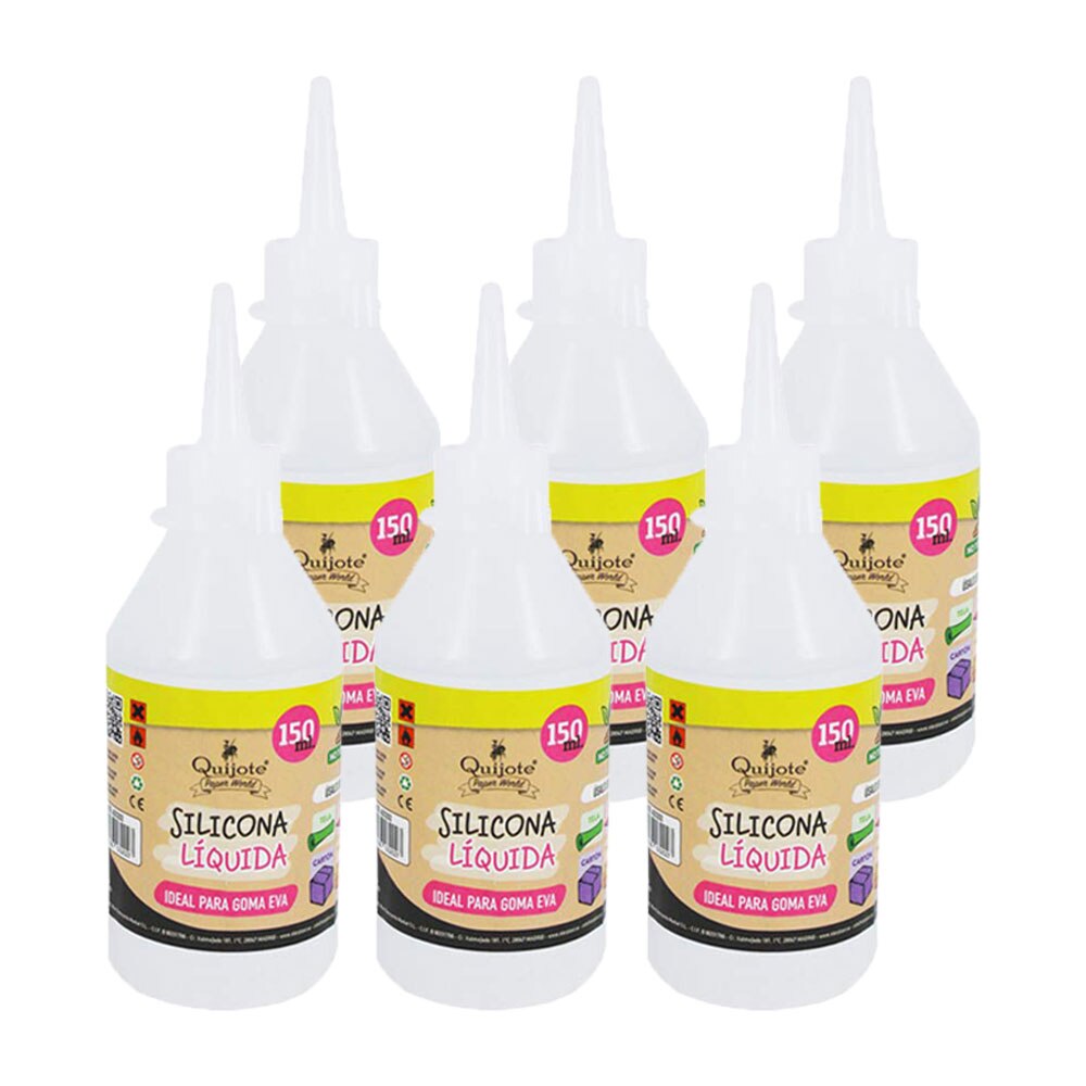 Starpast Pack de 6 Pegamentos Silicona Líquida, Transparente, 150ml para Goma Eva, Papel, Cartón, Cuero, Tela, Madera ideal