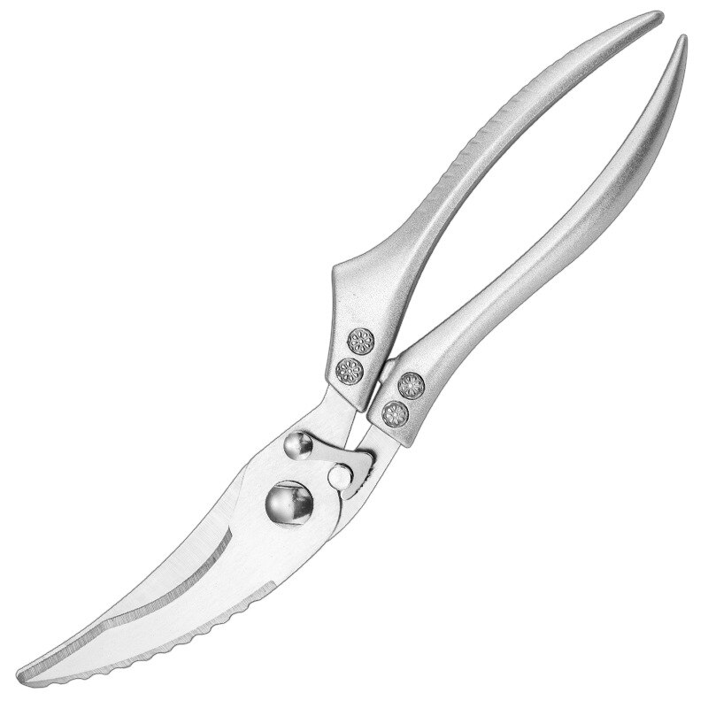 Kitchen Powerful Chicken Bone Scissors Chicken Duck Fish Cutter Shears Stainless Steel Scissors Scale Clean Cook Scissors Knife: Silver-B