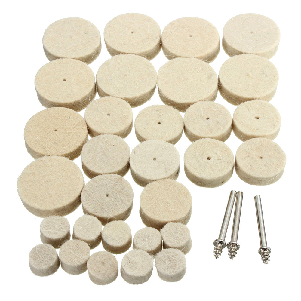 33Pcs Soft Felt Polishing Buffing Wheel Mixed Accessory for Rotary Tool