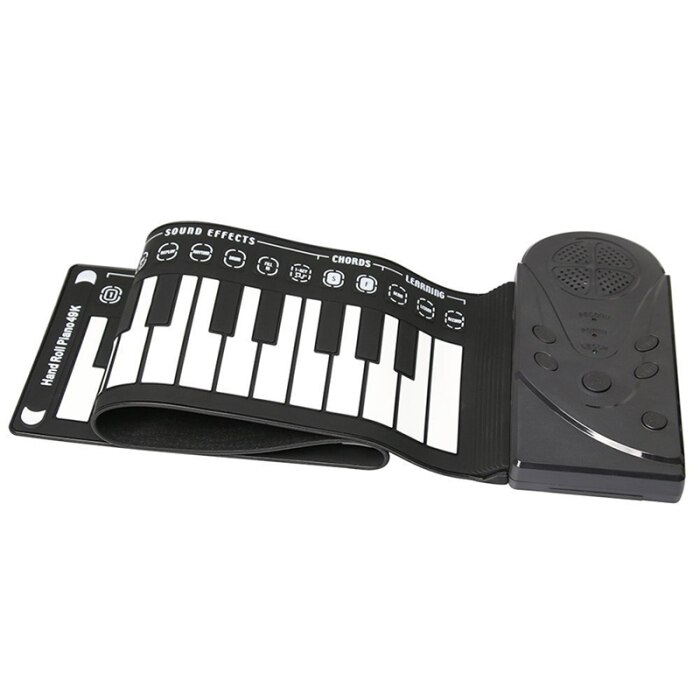 Portable 49 Keys Flexible Roll Up Piano Folding Electronic Keyboard Built-in Speaker For Children Early Learning Education: black