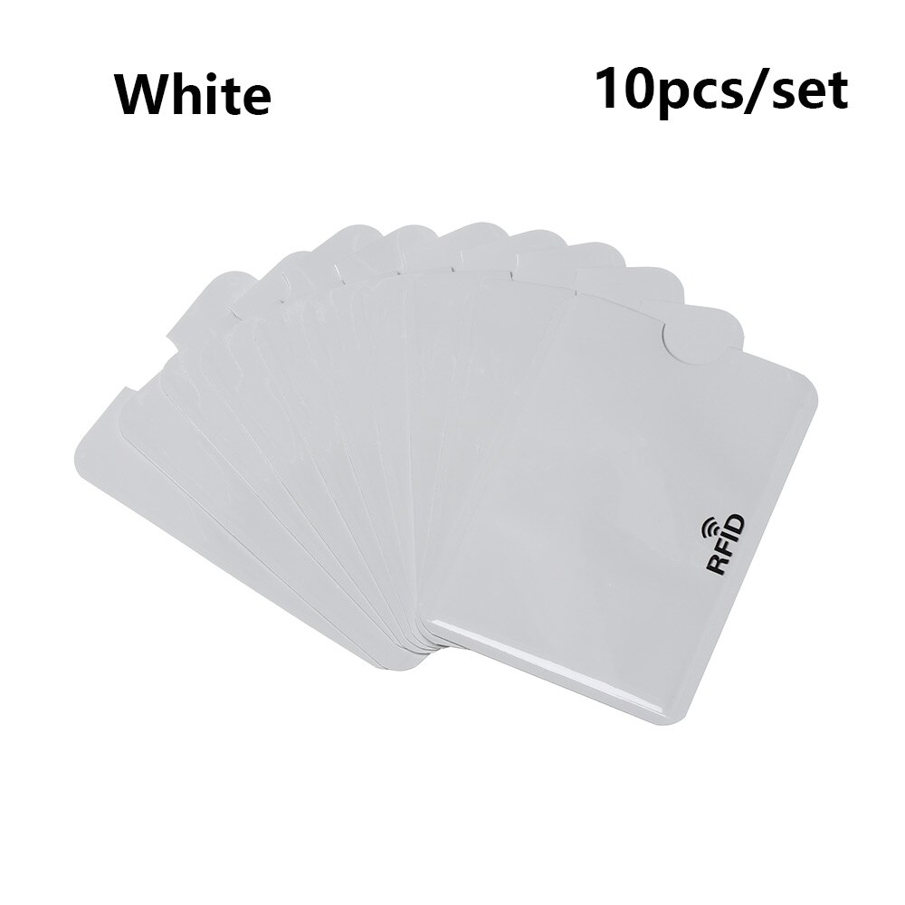 10PCS Unisex Aluminum Foil RFID Bank Card Case Anti-degaussing Card Holder Protection Shielding Bag NFC Anti-Theft Card Holder: White