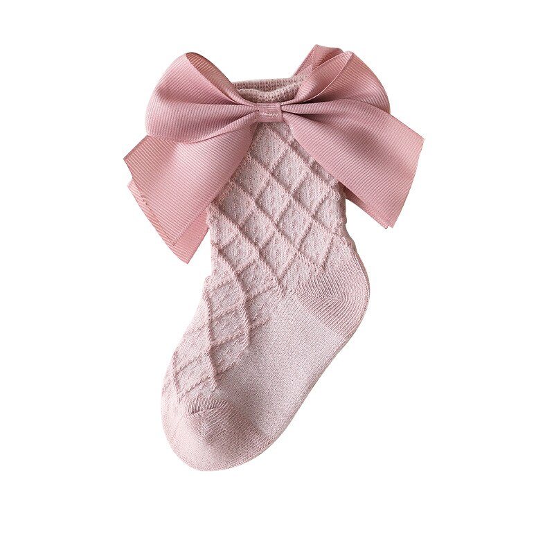 Großen BöGen Weiche Baumwolle Lange Rohr Baby Mädchen Socken Winter Herbst Neugeborenen Kleinkind Prinzessin Mädchen Socken Baby Kleidung Zubehör: Rosa