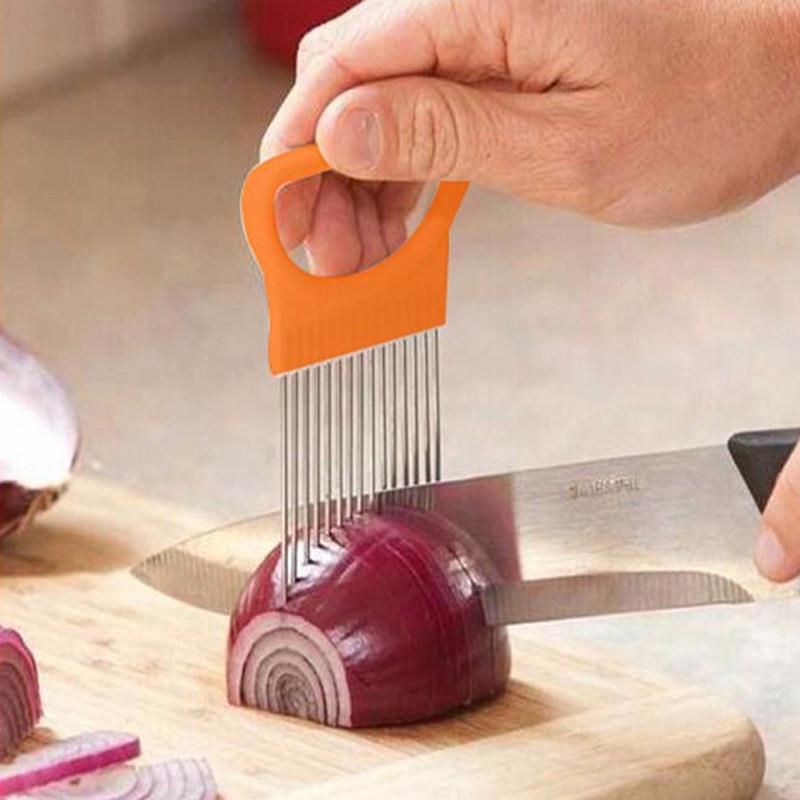 1Pc Rvs Ui Naald Ui Houder Handheld Eenvoudige Slicer Fruit Groente Snijder Aardappel Keuken Tool Bar Accessoires