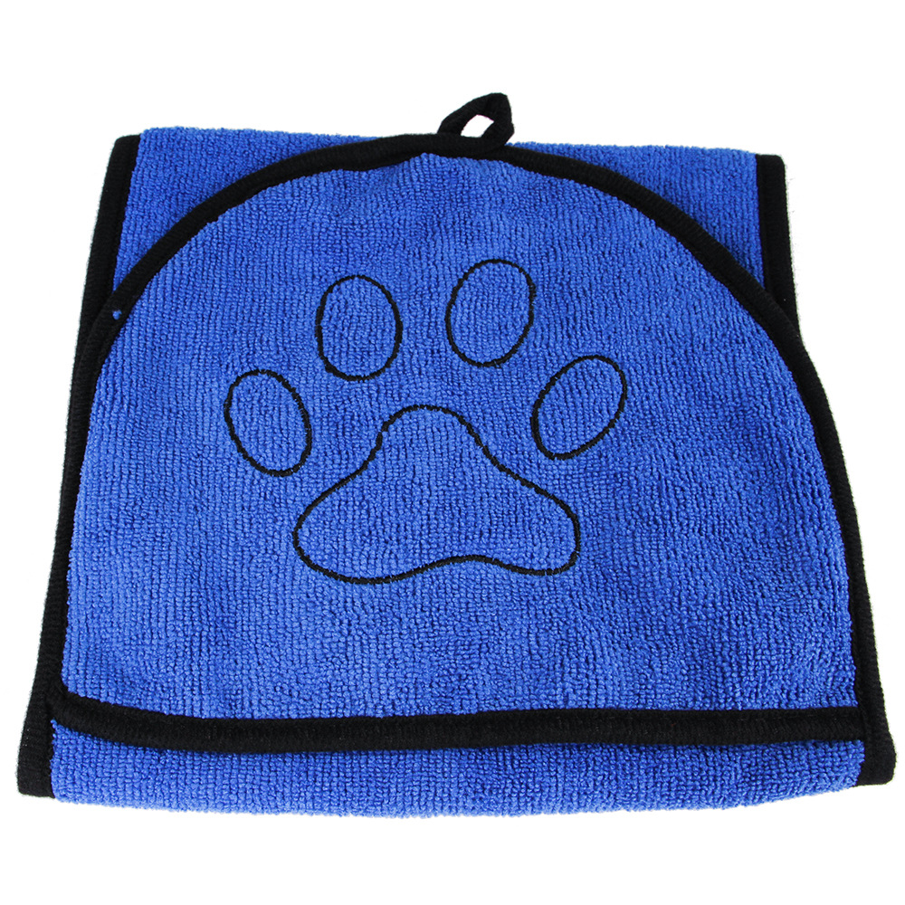 Toallas de baño de microfibra superabsorbentes para perro, manta de secado para mascotas con bolsillo, Toalla de baño para perros pequeños, medianos y grandes: Azul