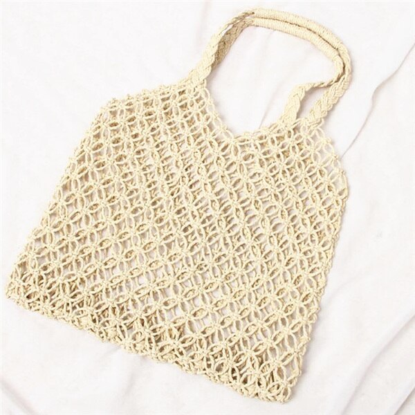 Multi-styles Straw Bags Handmade Summer Woven Beach Ladies Shoulder Bag Bohemia Bali Travel Female Handbags: Style 3-Beige
