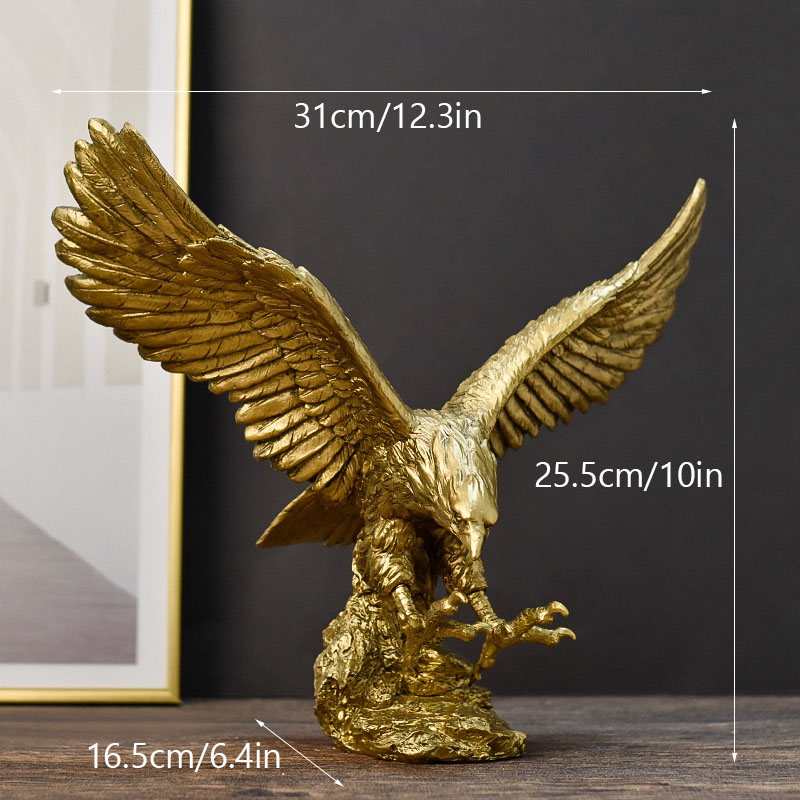 Estatua de águila dorada de resina americana de NORTHEUINS, colección de modelos artísticos de animales, adorno para el hogar, oficina, escritorio, figuritas de decoración Feng Shui: Amarillo claro