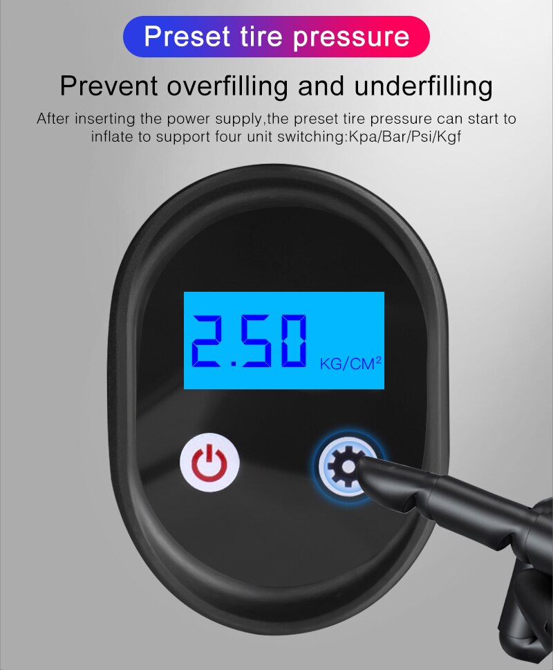 Trådløs bil luftpumpe bærbar kompressor digital display dæk dækpumpe håndholdt oppustelig dæk elektrisk pumpe 12v 150 psi